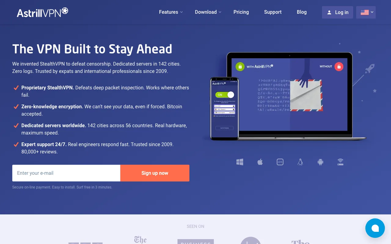 Astrill VPN homepage