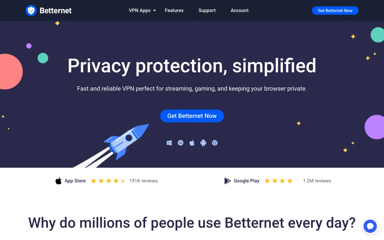 Betternet homepage