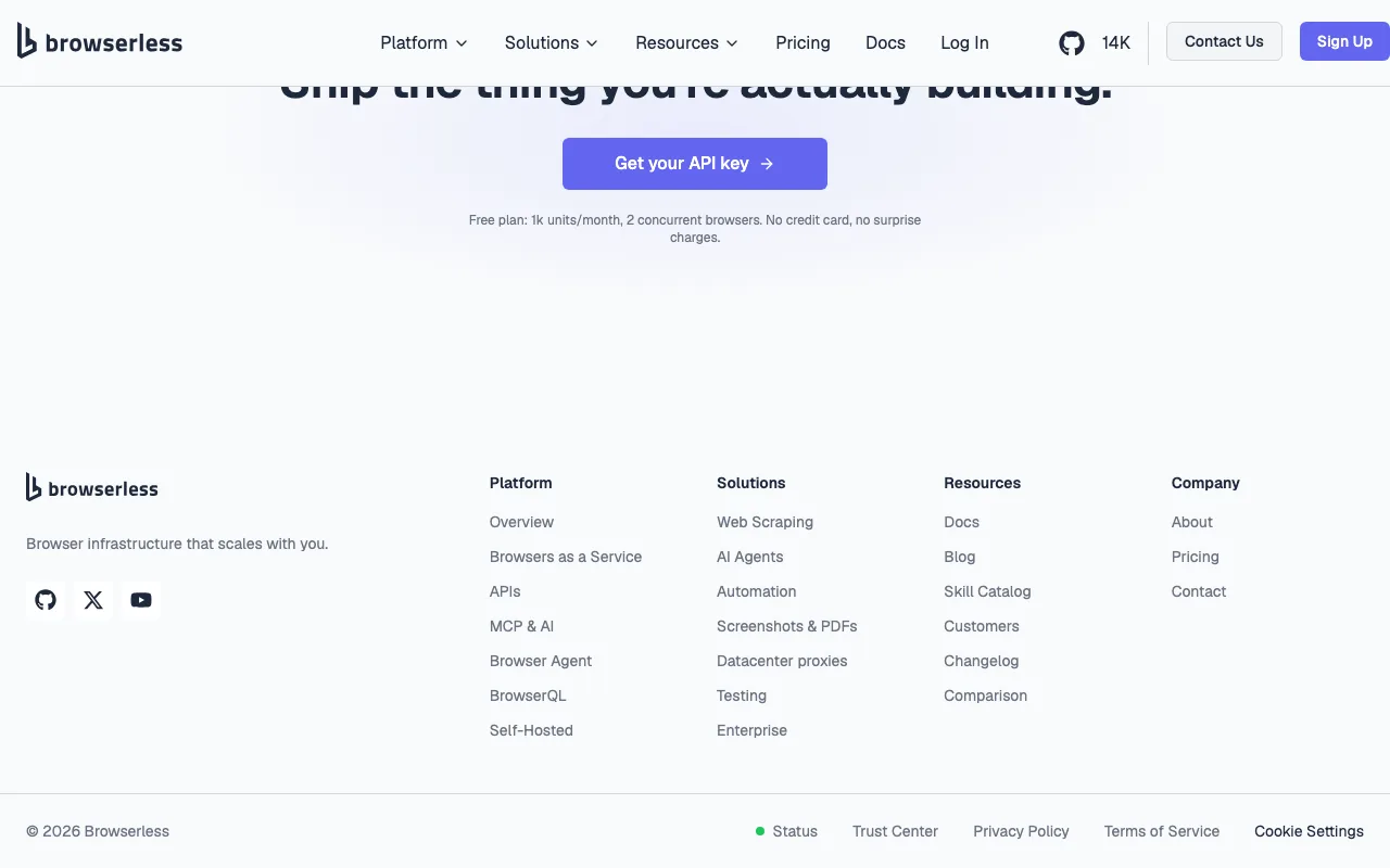 Browserless homepage