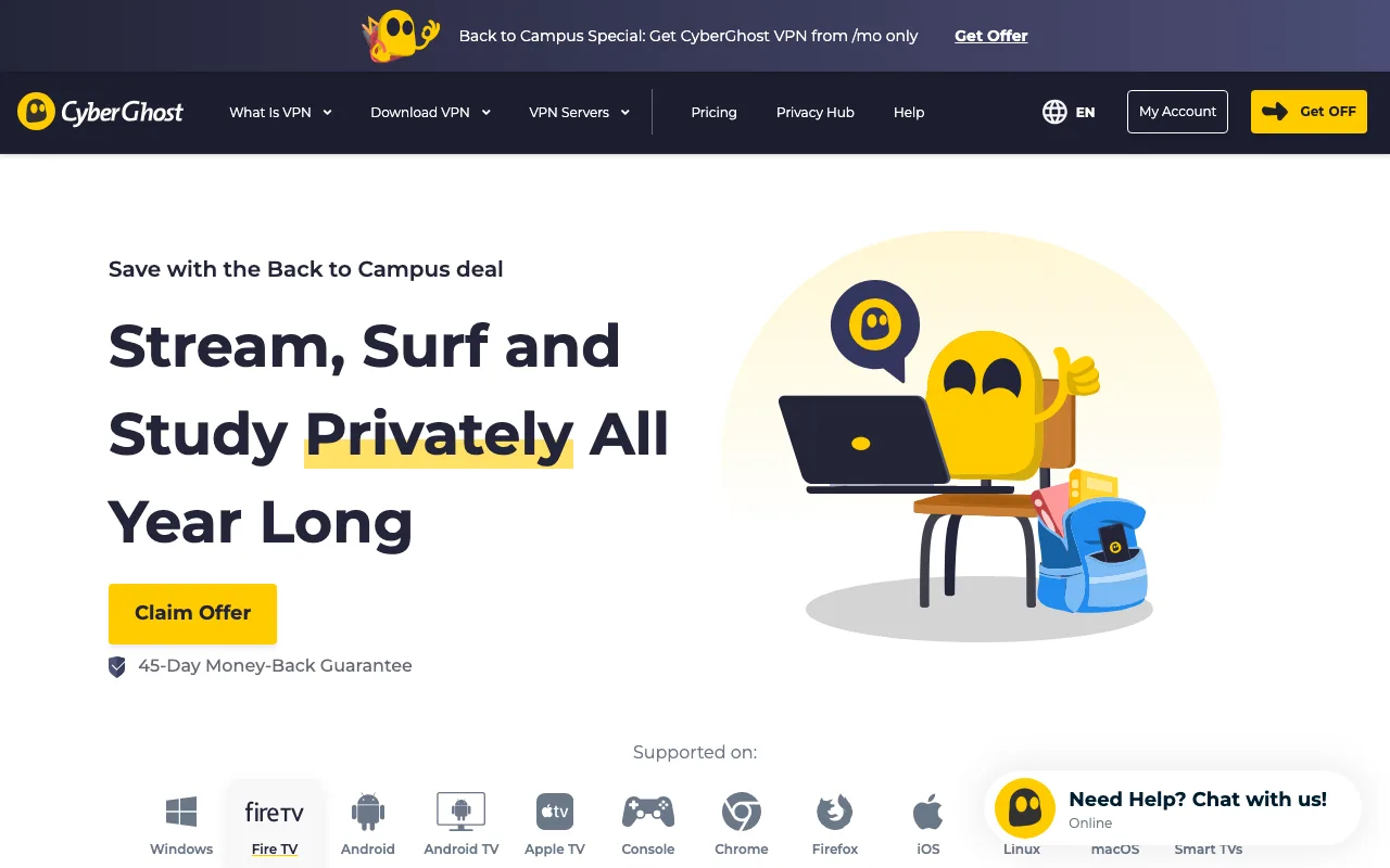 CyberGhost homepage