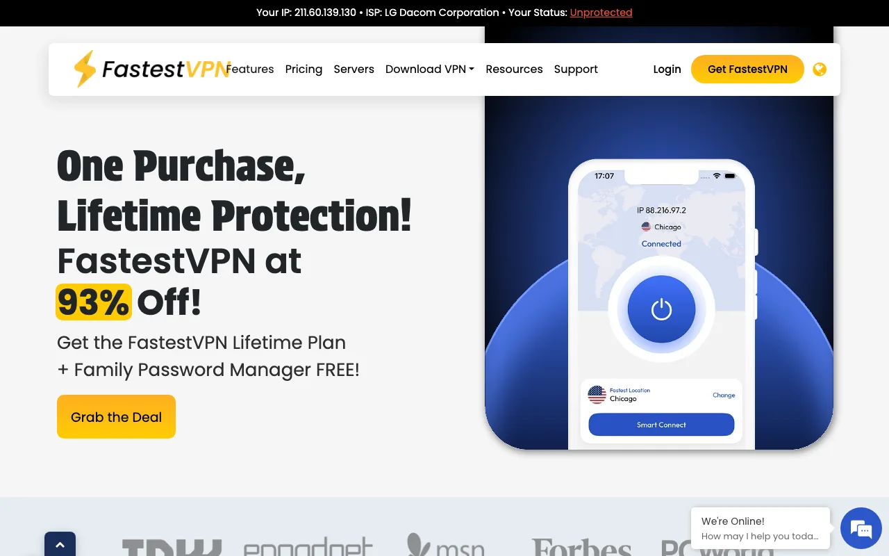 FastestVPN homepage