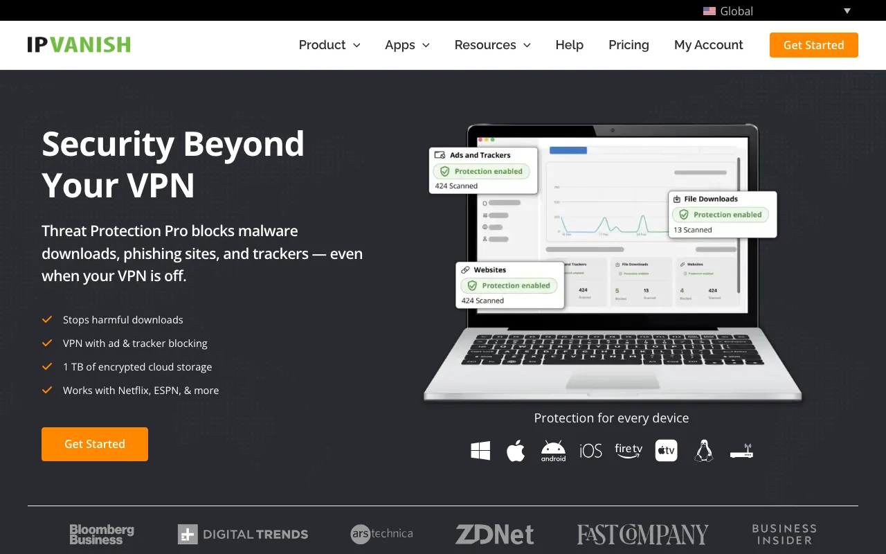 IPVanish homepage