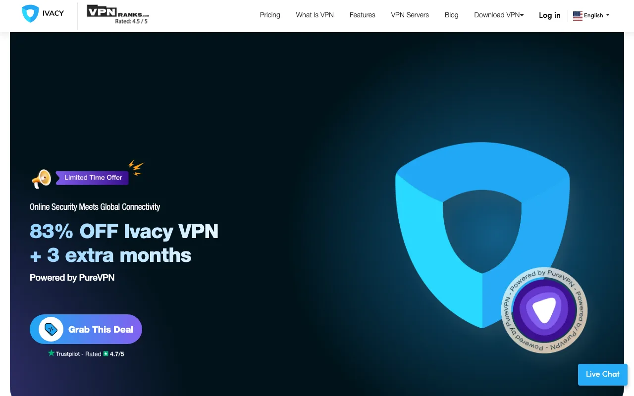 Ivacy VPN homepage