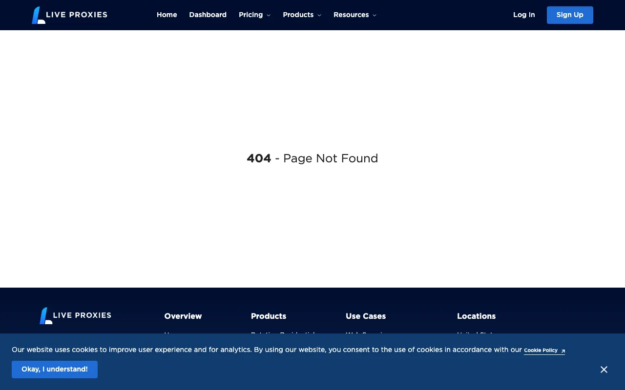 Live Proxies homepage