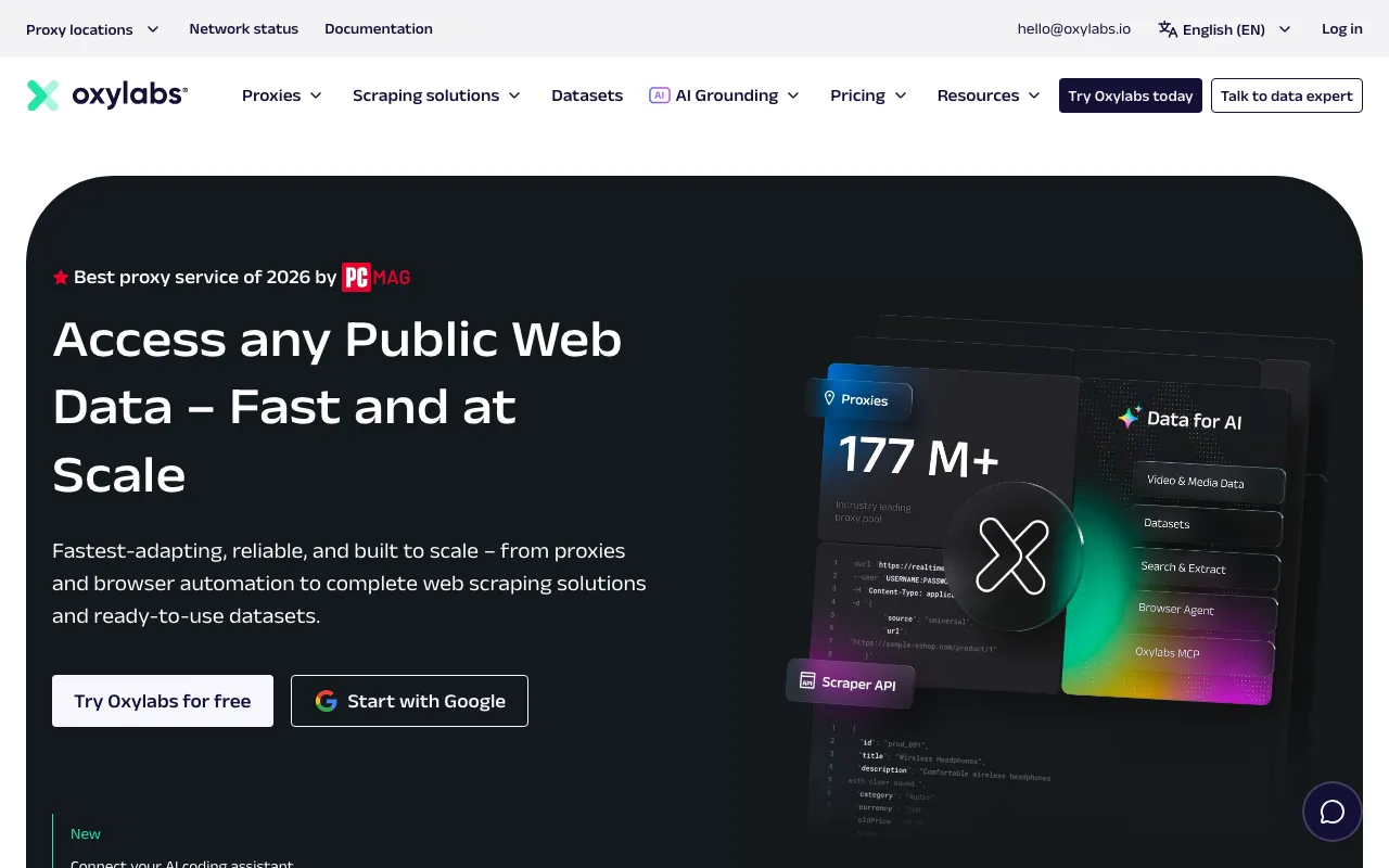 Oxylabs homepage