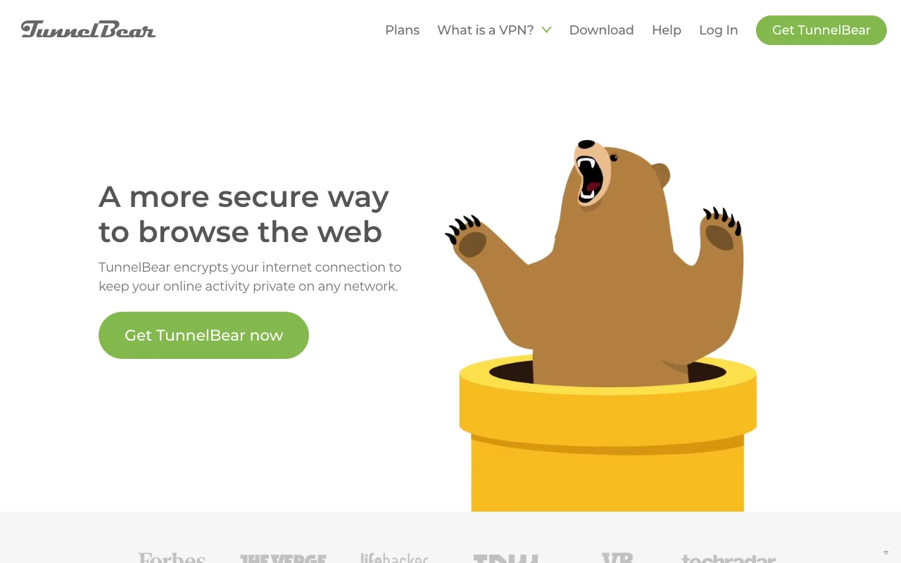 TunnelBear homepage