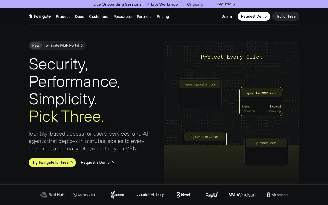 Twingate homepage