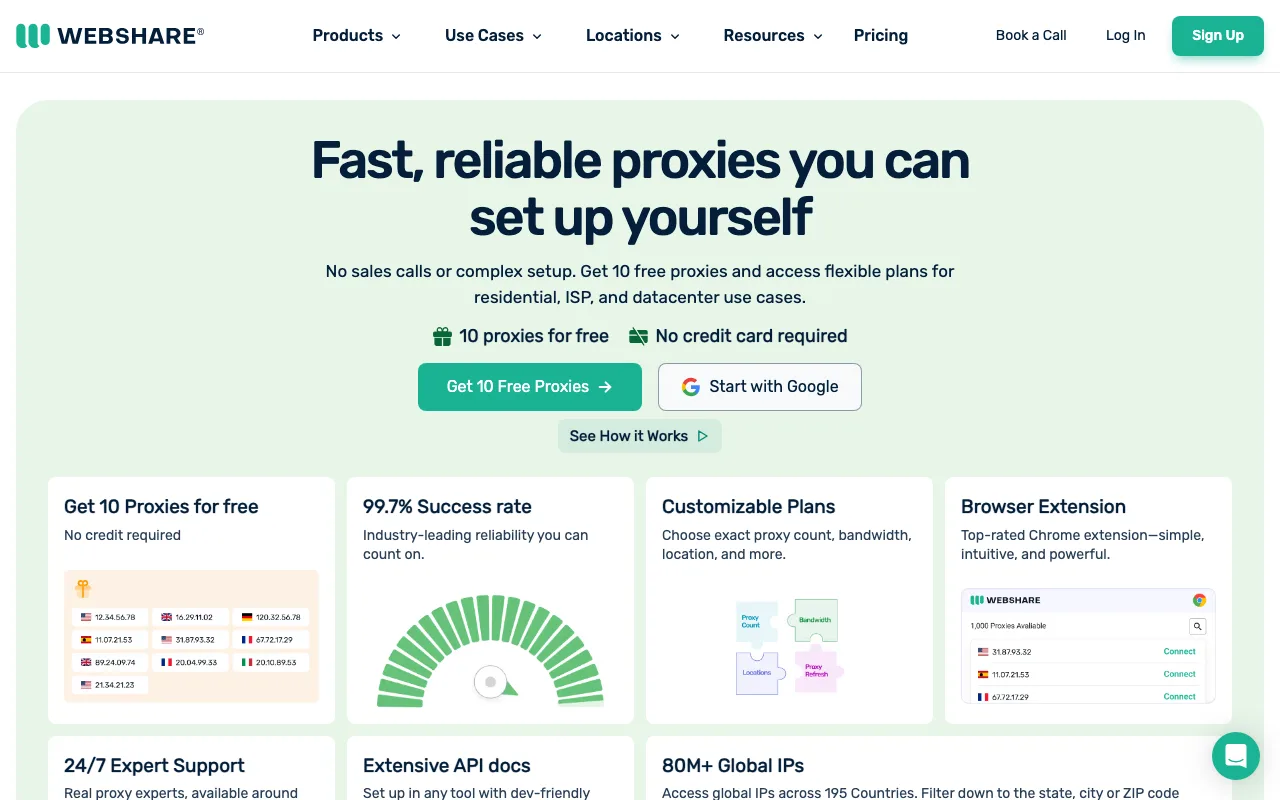 Webshare homepage