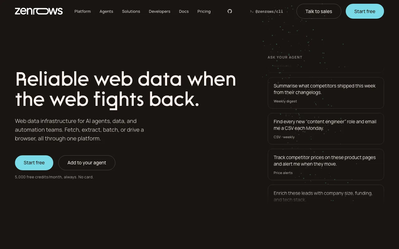 ZenRows homepage